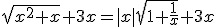 \sqrt{x^2+x}+3x=|x|\sqrt{1+\frac{1}{x}}+3x